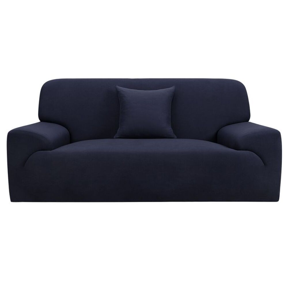 Stretch Sofa Cover Solid Couch Covers with One Pillowcase Dark Blue Large